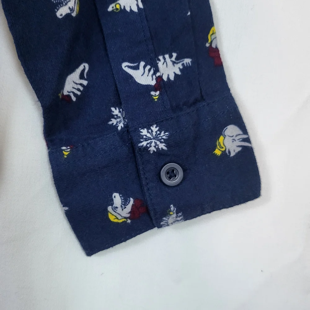 365 Kids Garanimals Boys Navy Dinosaur Pattern Long Sleeve Button Shirt Sz 7 New